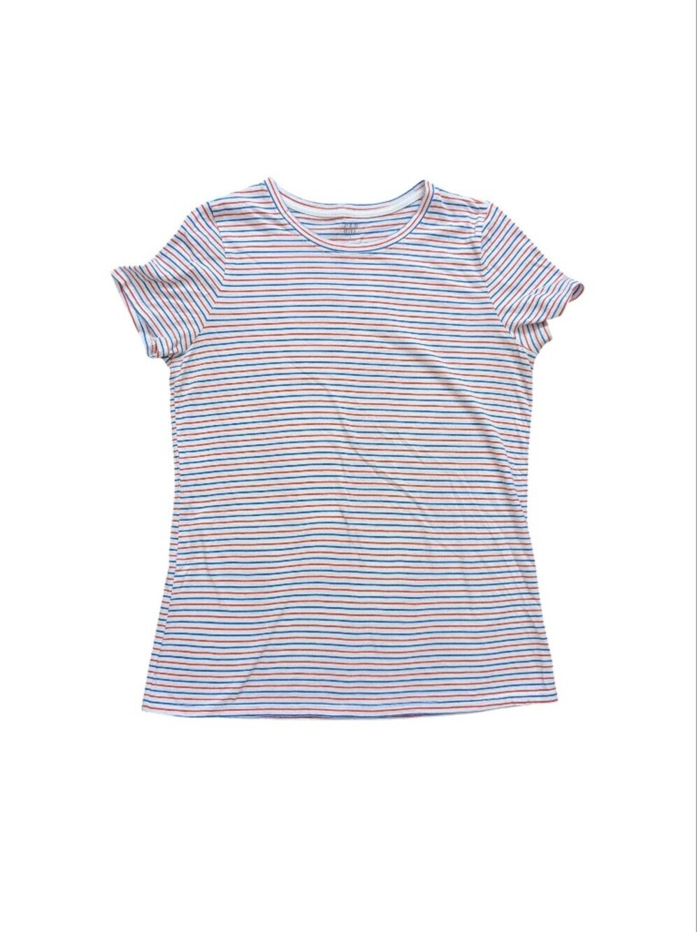 GAP Striped Crew Neck Short Sleeve Top - White, Blue & Red